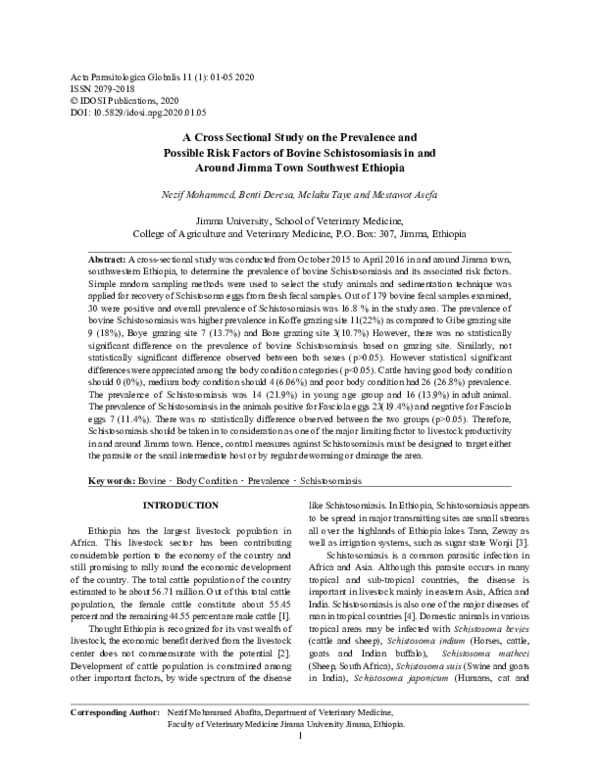 (PDF) A Cross Sectional Study on the Prevalence and Possible Risk ...