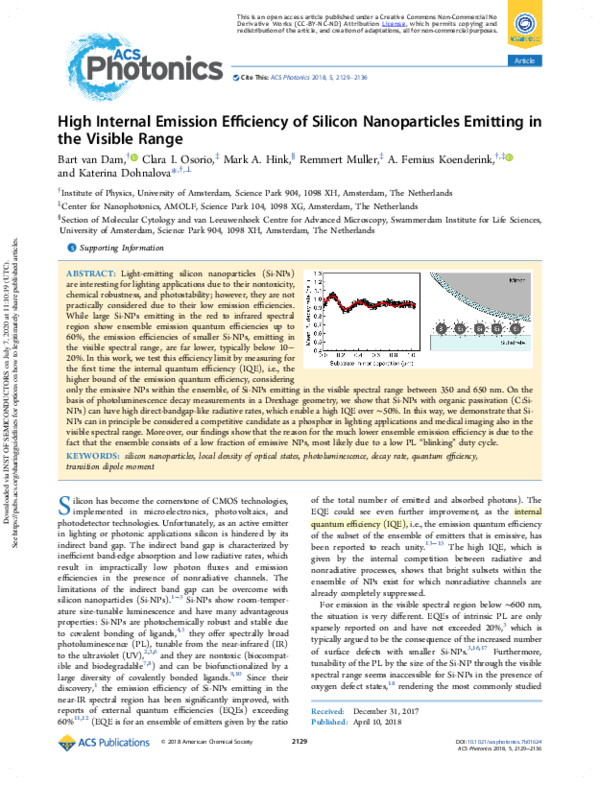 (PDF) High Internal Emission Efficiency of Silicon Nanoparticles ...