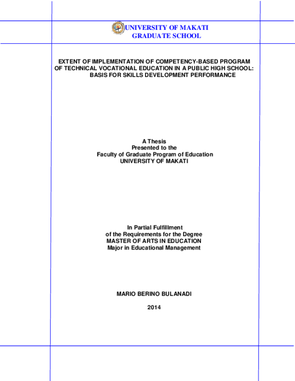 Pdf Extent Of Implementation Of Competency Based Program Of Technical