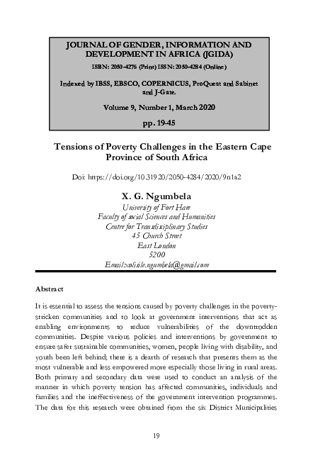 (PDF) Tensions of Poverty Challenges in the Eastern Cape Province of ...