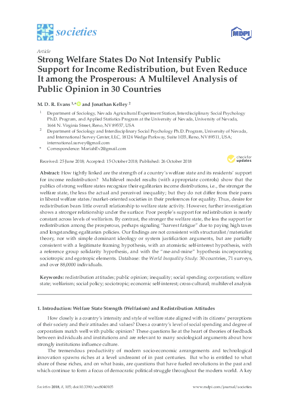 (PDF) Strong Welfare States Do Not Intensify Public Support for Income ...