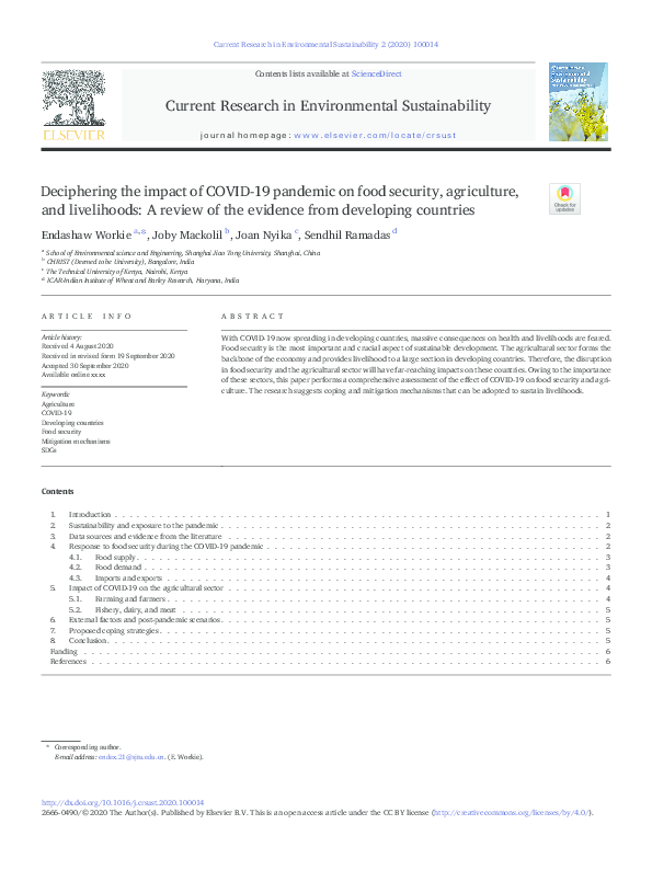 (PDF) Deciphering the impact of COVID-19 pandemic on food security ...