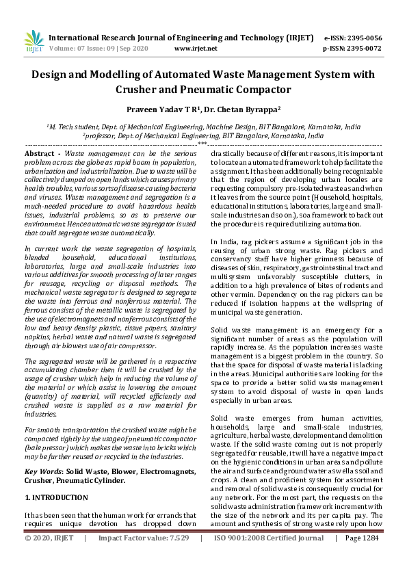 (PDF) IRJET0 Design and Modelling of Automated Waste Management System ...