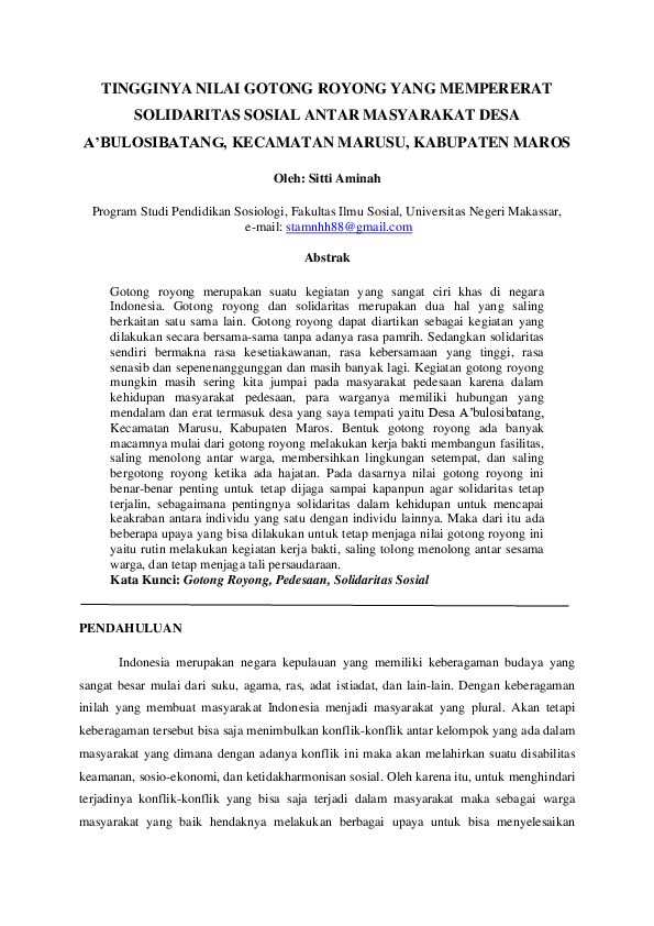 Gotong Royong Research Papers Academia Edu