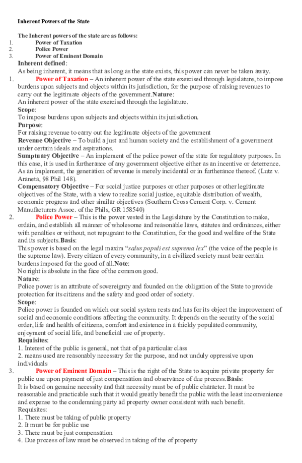 (DOC) Inherent Powers of the State
