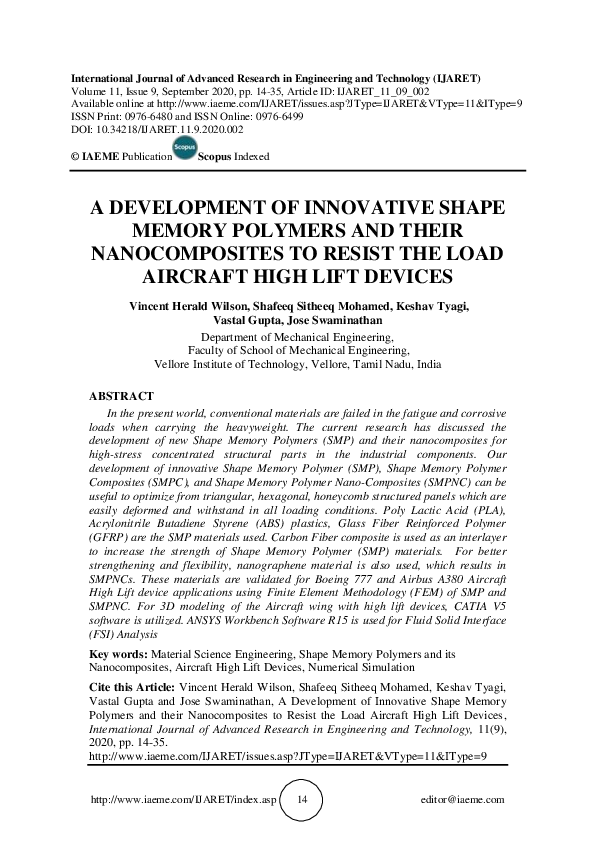 (PDF) A DEVELOPMENT OF INNOVATIVE SHAPE MEMORY POLYMERS AND THEIR ...