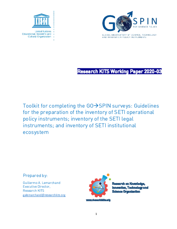 (PDF) Toolkit for completing the GO-SPIN surveys: Guidelines for the ...