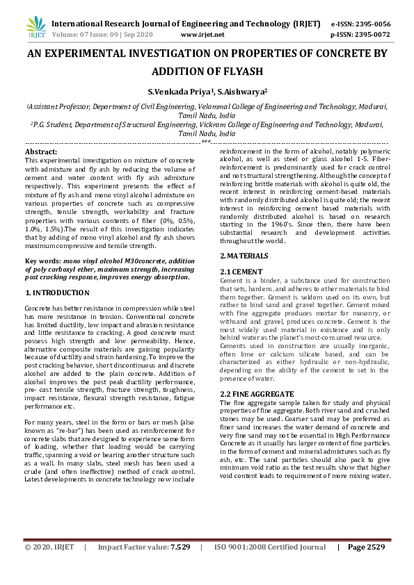 (PDF) IRJET- AN EXPERIMENTAL INVESTIGATION ON PROPERTIES OF CONCRETE BY ...