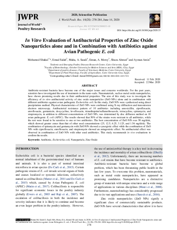 (PDF) In Vitro Evaluation of Antibacterial Properties of Zinc Oxide ...