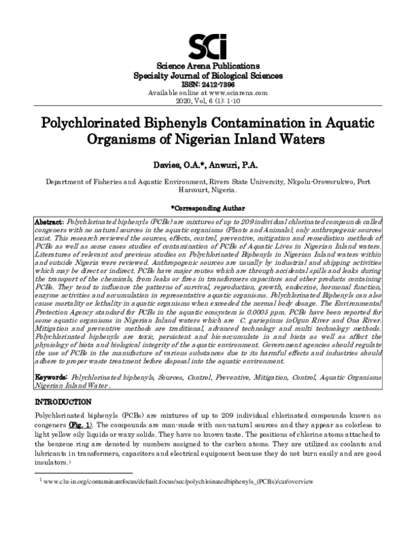 (PDF) Occurrence and risks of polychlorinated biphenyls in water ...