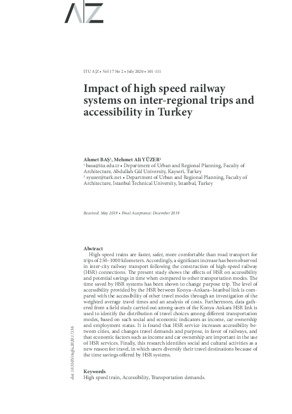 (PDF) Impact of high speed railway systems on inter-regional trips and ...