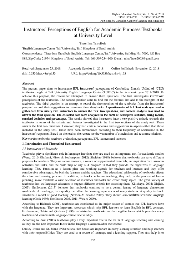 (PDF) Instructors' Perceptions of English for Academic Purposes ...