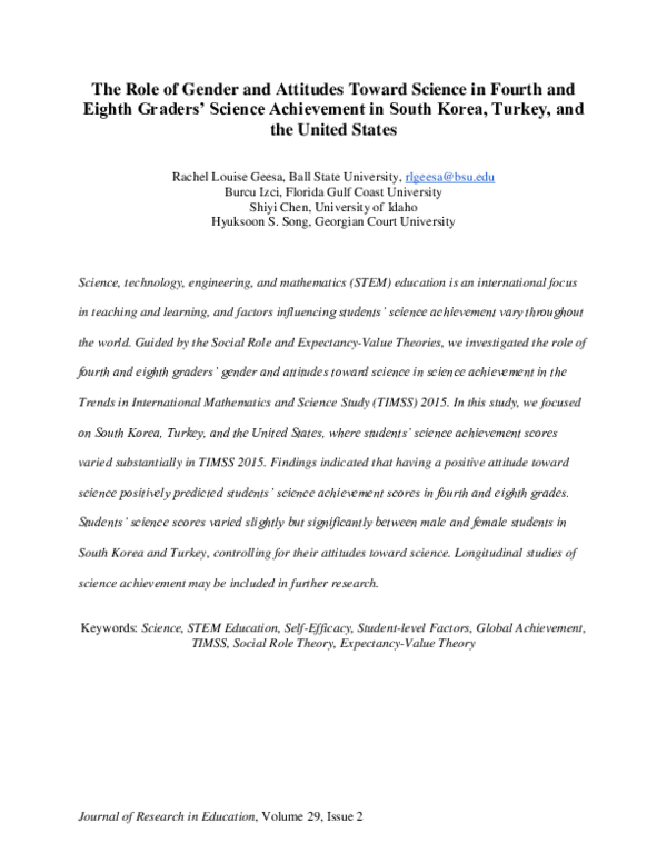(PDF) The role of gender and attitudes toward science in fourth and ...