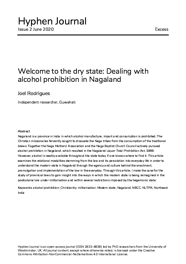 (PDF) to the dry state Dealing with alcohol prohibition in