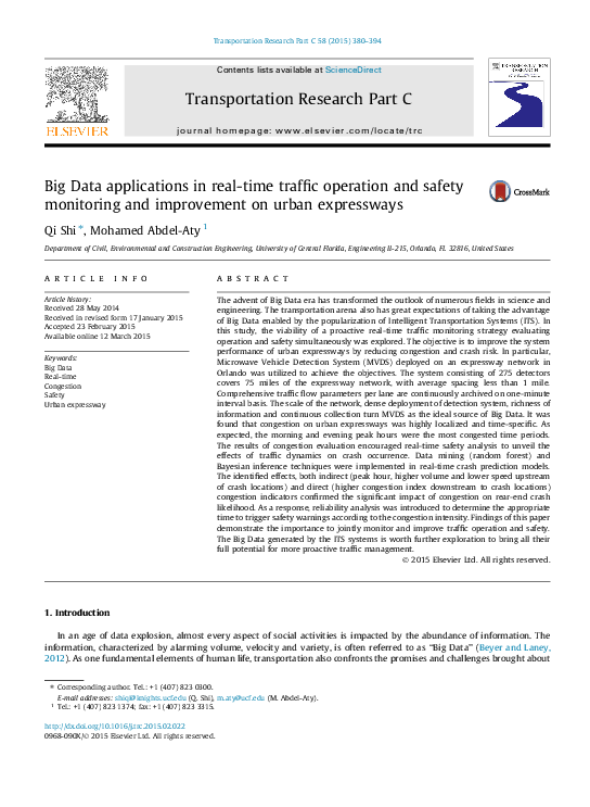 (PDF) Big Data applications in real-time traffic operation and safety ...