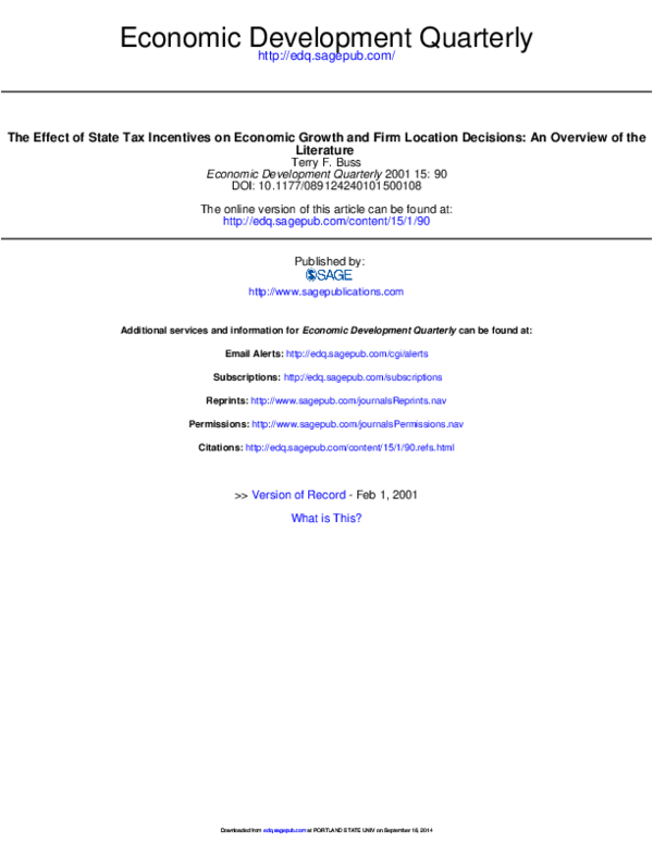 (PDF) Literature The Effect of State Tax Incentives on Economic Growth ...