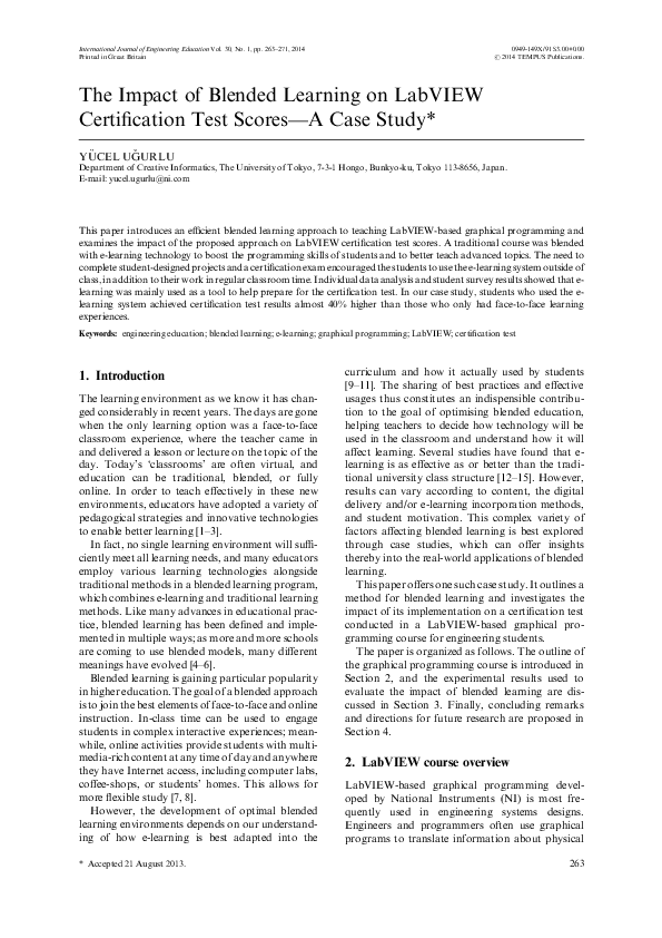  pdf the impact of blended learning on labview certification test