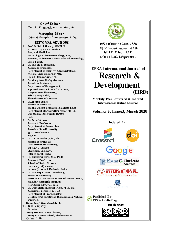 (PDF) Published By Chief Editor Managing Editor EDITORIAL ADVISORS