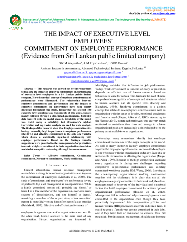 (PDF) THE IMPACT OF EXECUTIVE LEVEL EMPLOYEES’ COMMITMENT ON EMPLOYEE ...
