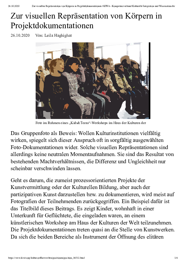 (PDF) Zur visuellen Repräsentation von Körpern in ...