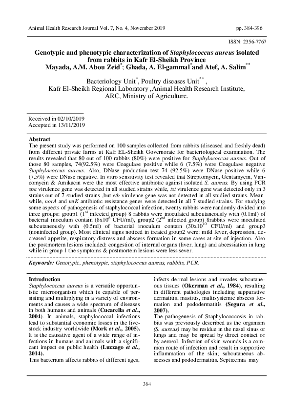 (PDF) Genotypic and phenotypic characterization of Staphylococcus ...