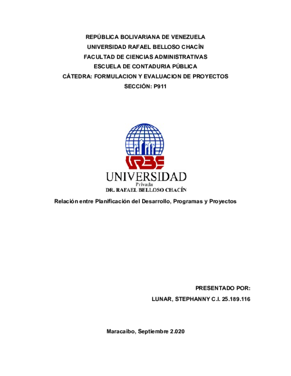 (DOC) REPÚBLICA BOLIVARIANA DE VENEZUELA UNIVERSIDAD RAFAEL BELLOSO ...