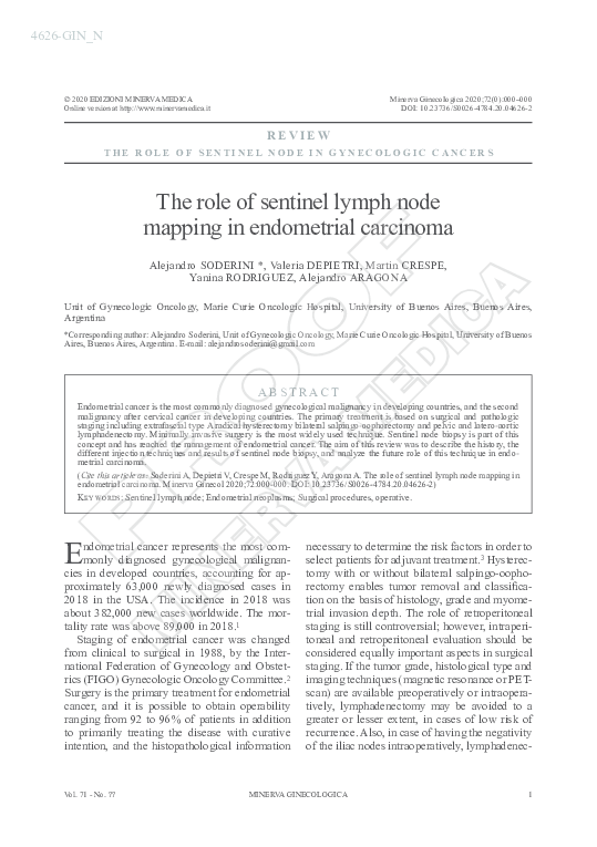(PDF) The role of sentinel lymph node mapping in endometrial carcinoma