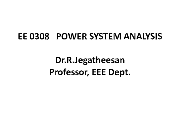 PDF) EE 0308 POWER SYSTEM ANALYSIS