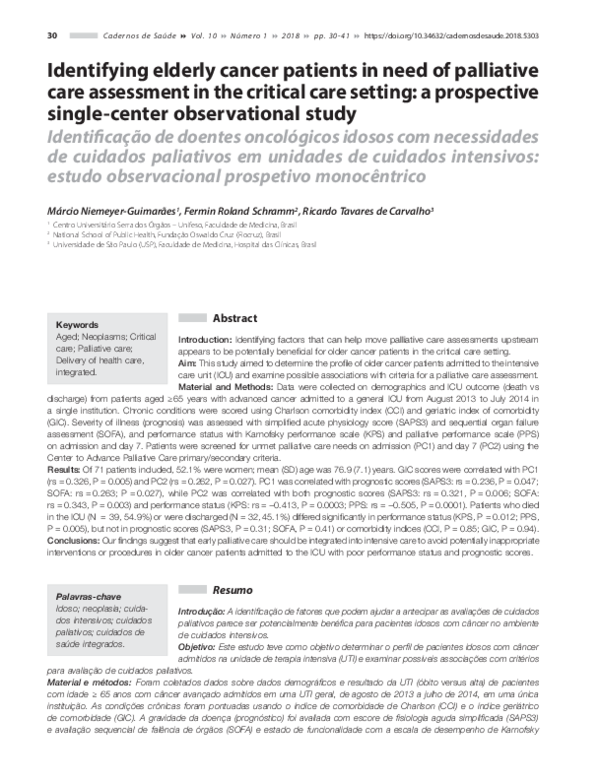(PDF) Identifying elderly cancer patients in need of palliative care ...