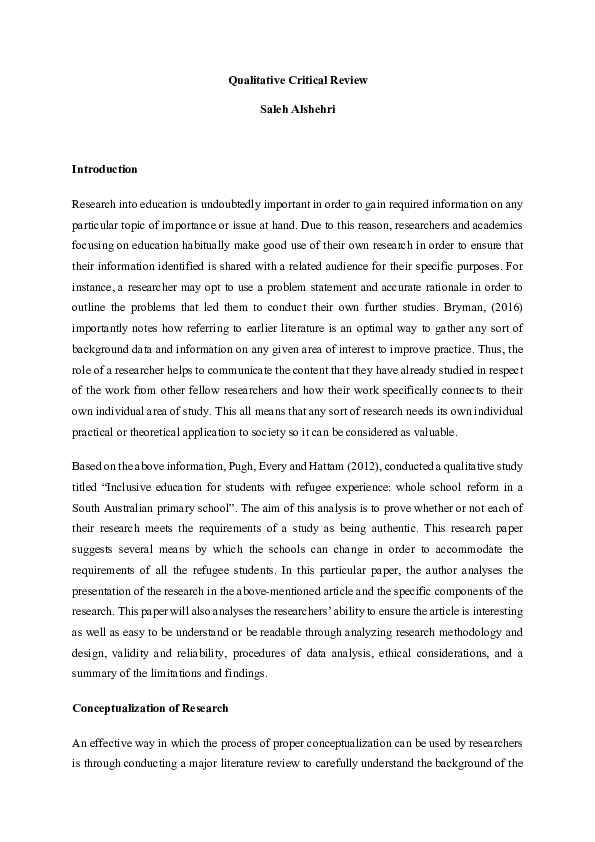 (PDF) Qualitative Critical Review