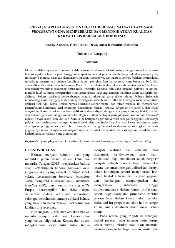 Contoh Karya Tulis Ilmiah Research Papers Academia Edu