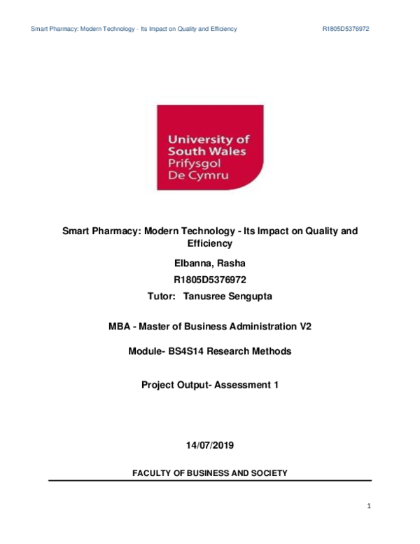 (PDF) Smart Pharmacy Modern Technology Its Impact on Quality and Efficiency
