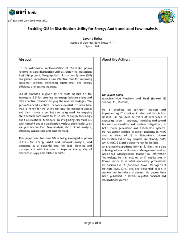 (PDF) Enabling GIS in Distribution Utility for Energy Audit and Load ...