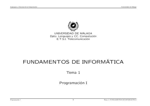 (PDF) FUNDAMENTOS DE INFORMÁTICA Tema 1 Programación I Programación I