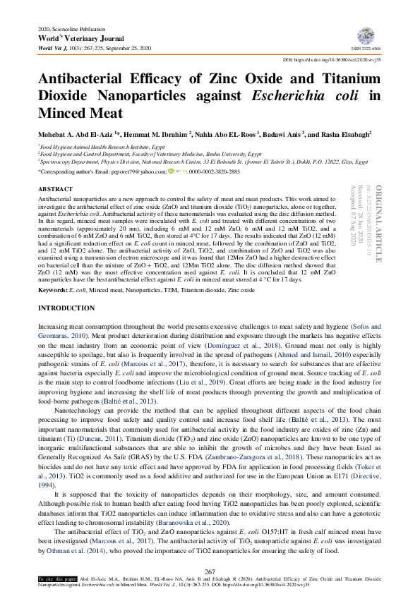(PDF) Antibacterial Efficacy of Zinc Oxide and Titanium Dioxide ...