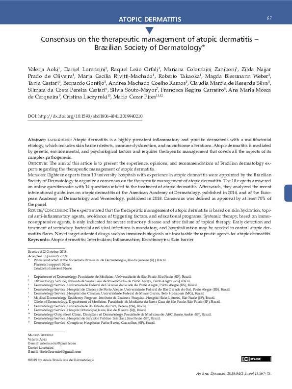 (PDF) Consensus on the therapeutic management of atopic dermatitis ...