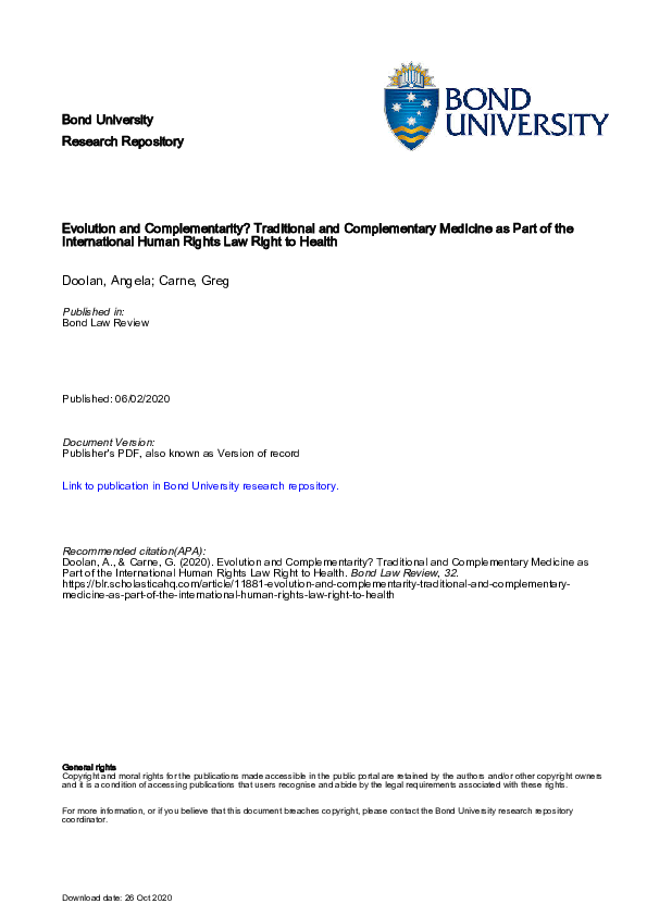 (PDF) Evolution and Complementarity? Traditional and Complementary ...