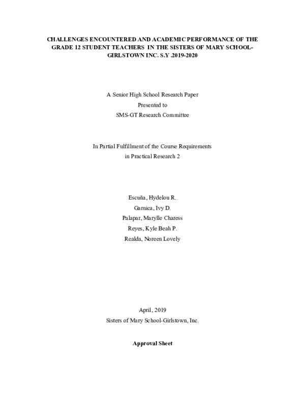  DOC Challenges Encountered And The Academic Performance Of The Grade 12 Student Teachers In 