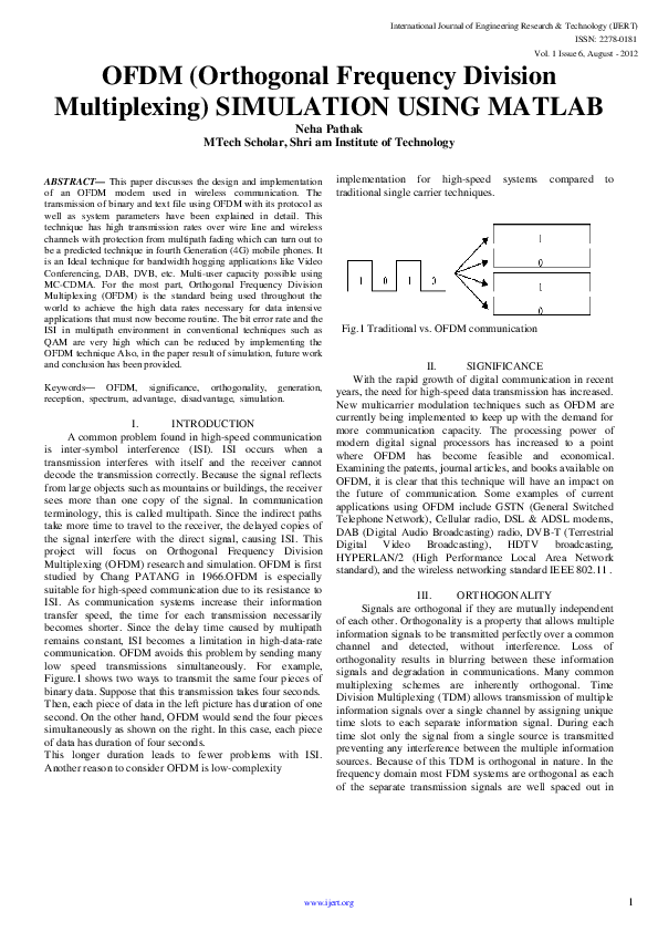 (PDF) IJERTOFDM (Orthogonal Frequency Division Multiplexing