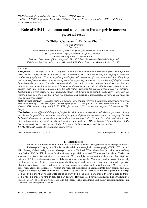 (PDF) Role of MRI in common and uncommon female pelvic masses ...