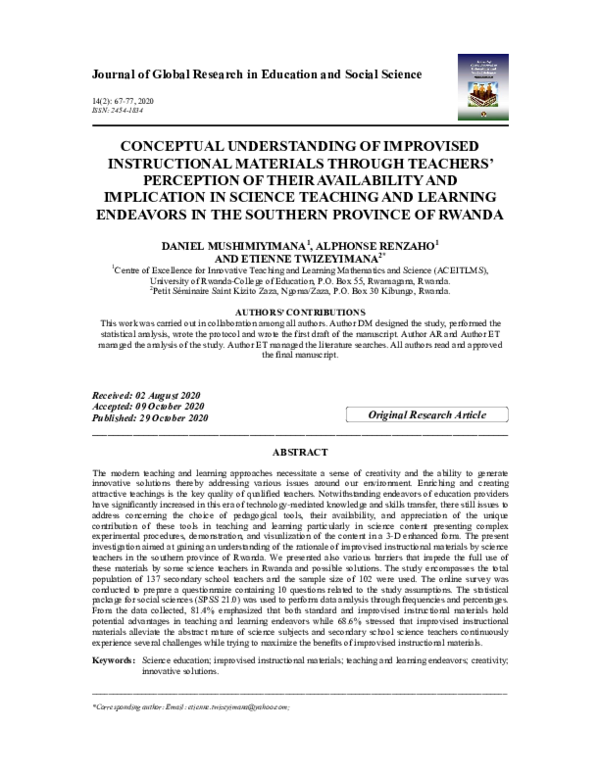 (PDF) CONCEPTUAL UNDERSTANDING OF IMPROVISED INSTRUCTIONAL MATERIALS