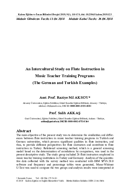(PDF) An Intercultural Study on Flute Instruction in Music Teacher ...