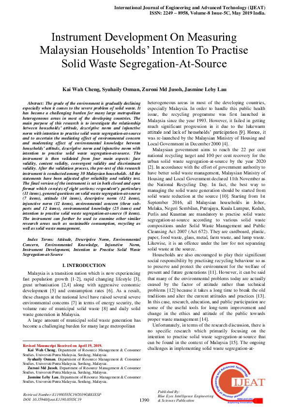 (PDF) Instrument Development On Measuring Malaysian Households ...