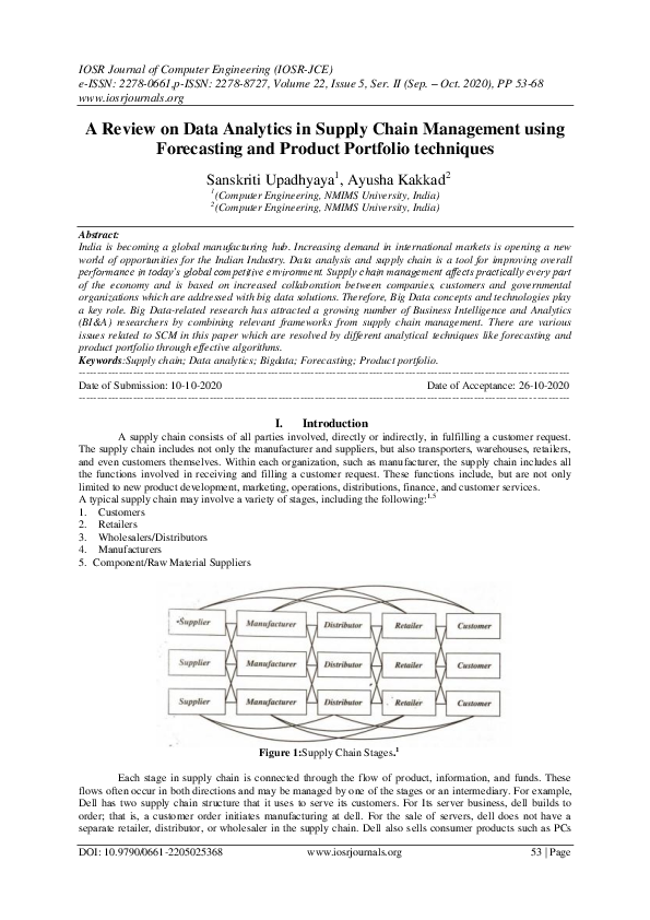 (PDF) A Review on Data Analytics in Supply Chain Management using ...