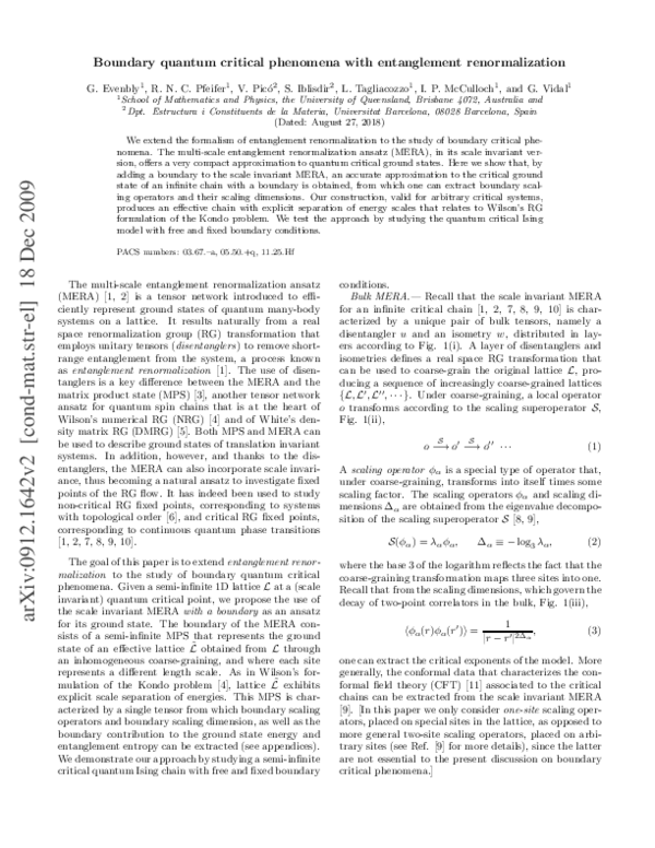 (PDF) Boundary quantum critical phenomena with entanglement renormalization