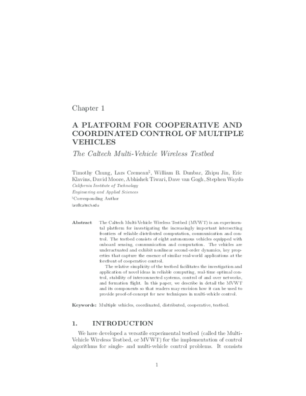 (PDF) A PLATFORM FOR COOPERATIVE AND COORDINATED CONTROL OF MULTIPLE ...