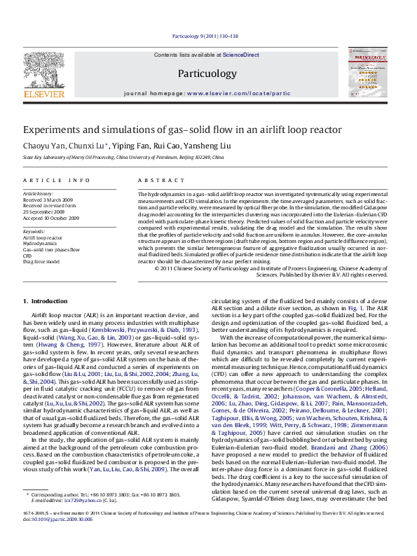 (PDF) Experiments and simulations of gas–solid flow in an airlift loop ...