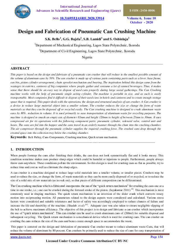 (PDF) Design and Fabrication of Pneumatic Can Crushing Machine rama