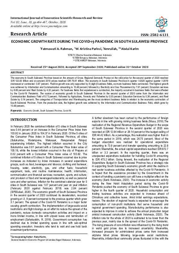 (PDF) Economic Growth Rate During the Covid-19 Pandemic in South ...