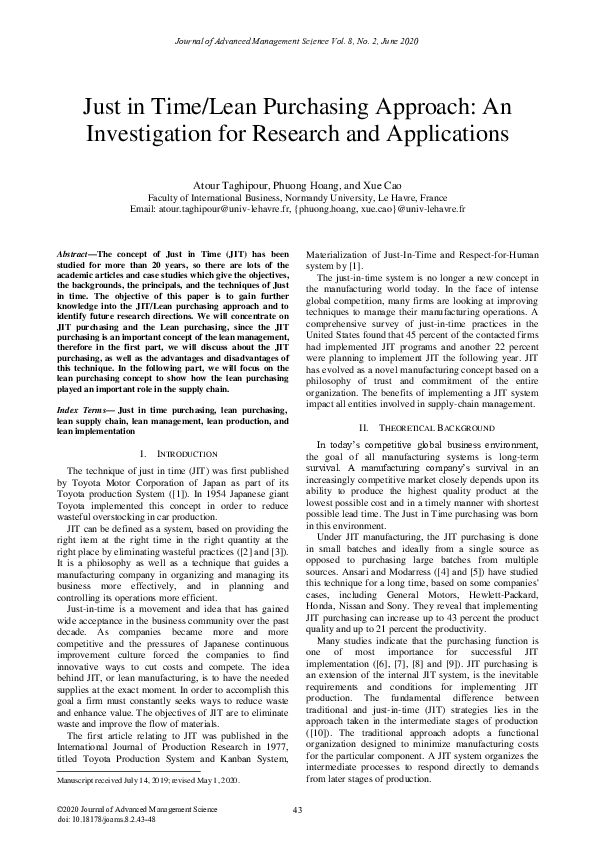 Just In Time Jit Research Papers Academia Edu